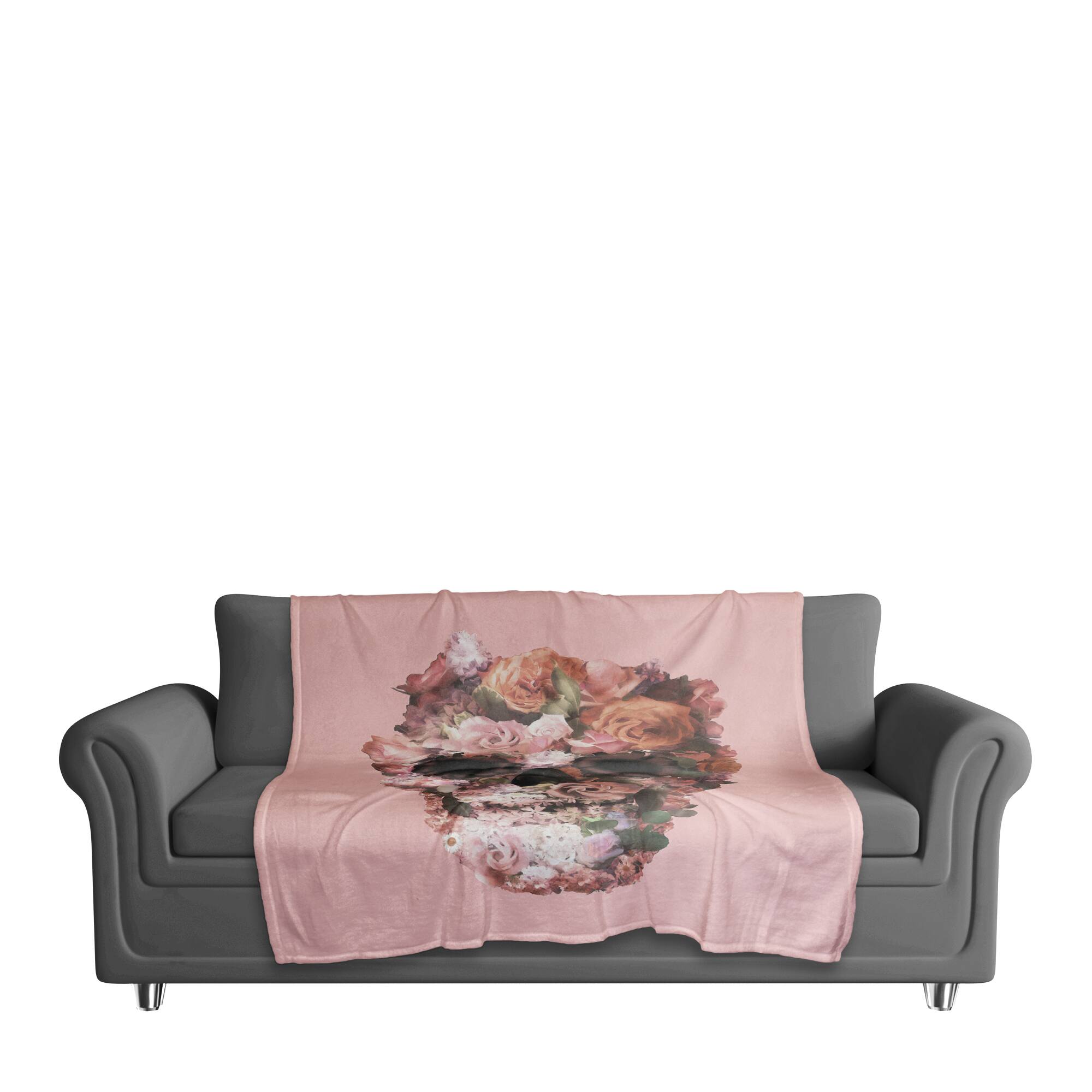 Flower Skull Fleece Throw